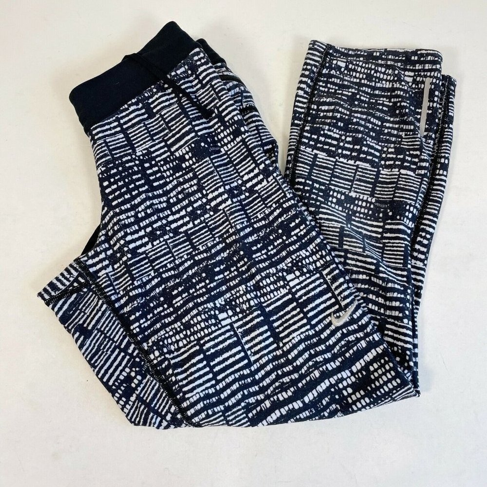 Nike Women Dri Fit Relay Crop Running Leggings Black S Just Do It Stretch Prints